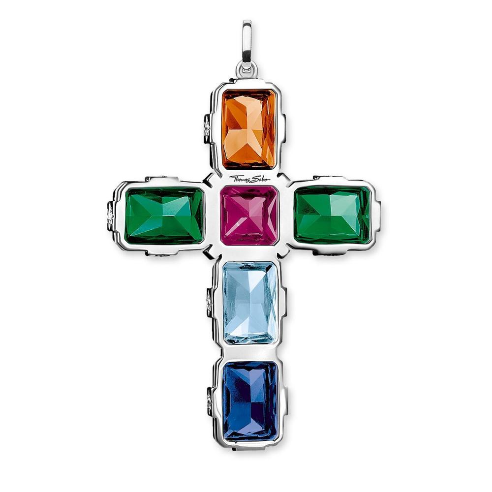 Thomas Sabo Silver Cross Colourful Stones Pendant
