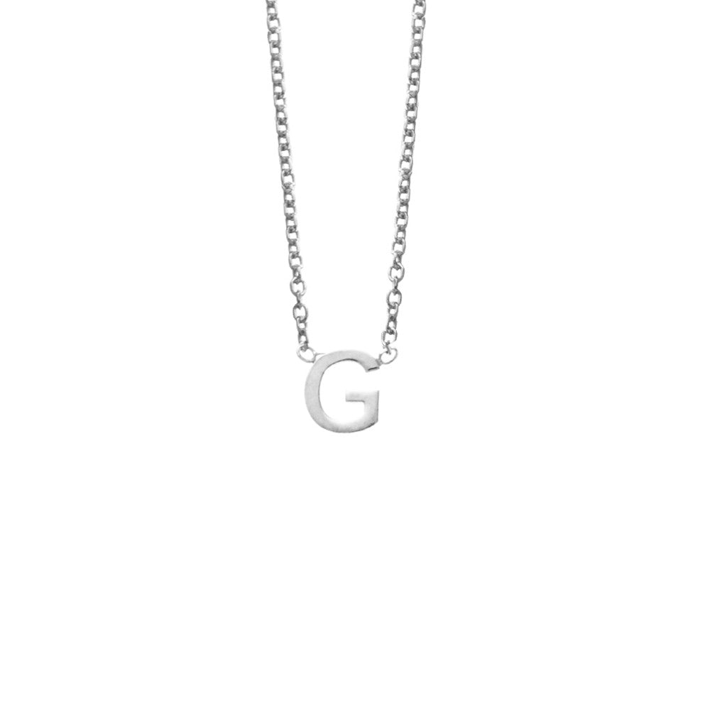 Sterling Silver Necklace with Initial Pendant G