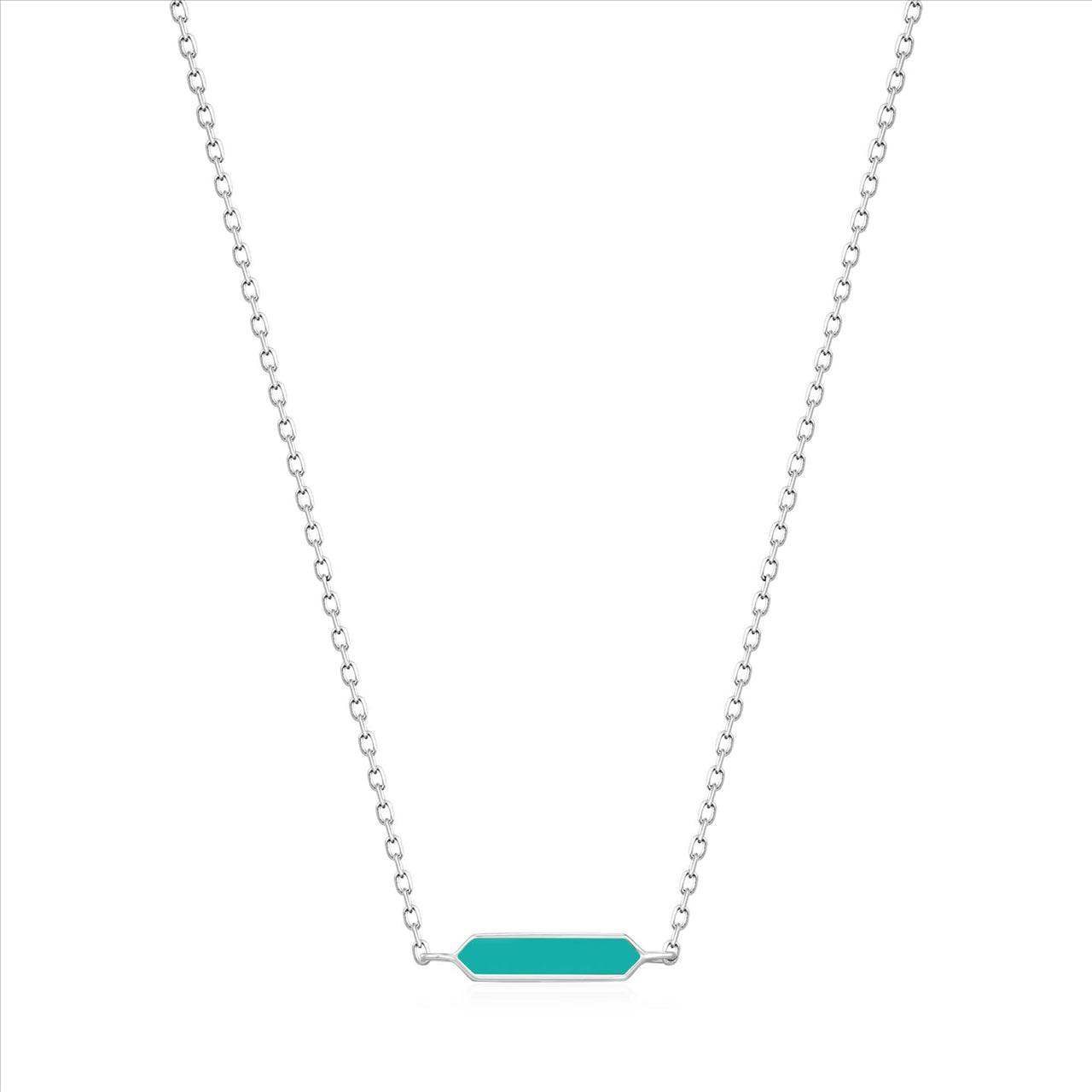 Ania Haie Bright Teal Enamel Bar Silver Necklace