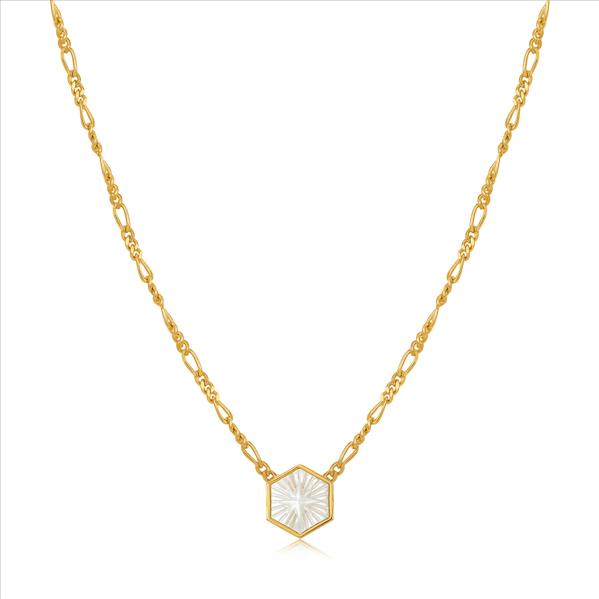 Ania Haie Compass Emblem Gold Figaro Chain Necklace