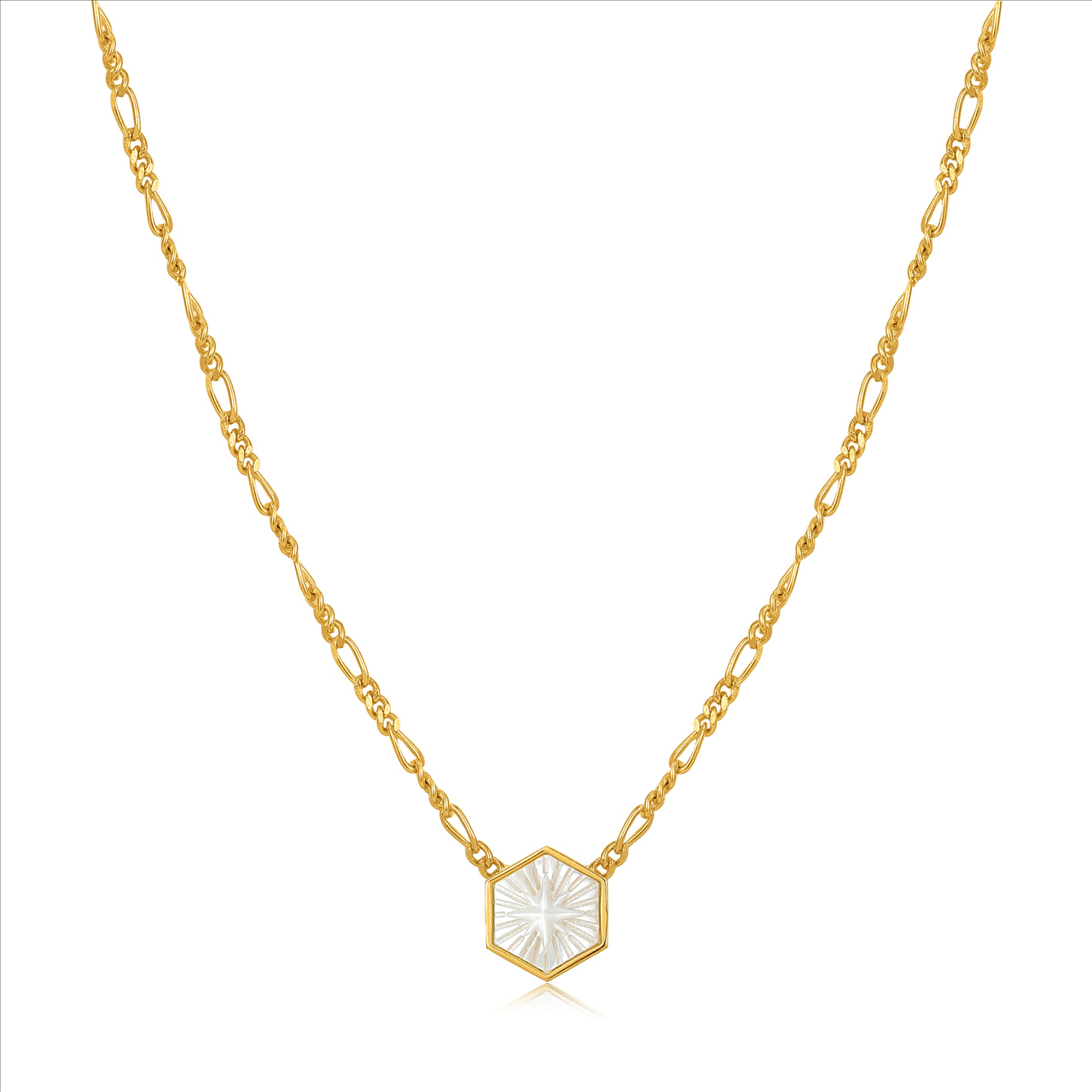 Ania Haie Compass Emblem Gold Figaro Chain Necklace