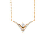 Ellani Princess Cut Cubic Zirconia Wishbone Necklace in Sterling Silver