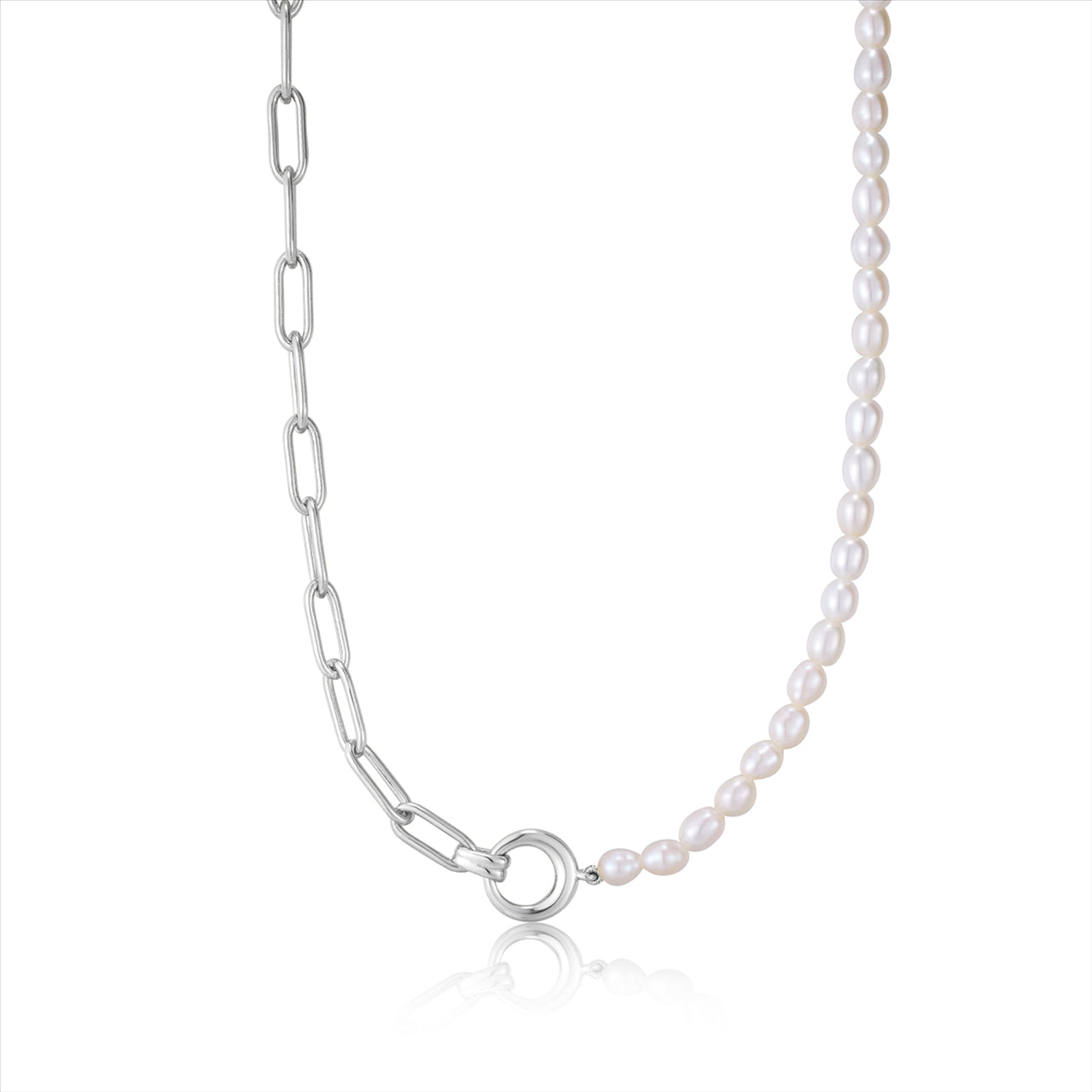 Ania Haie Silver Pearl Chunky Link Chain Necklace