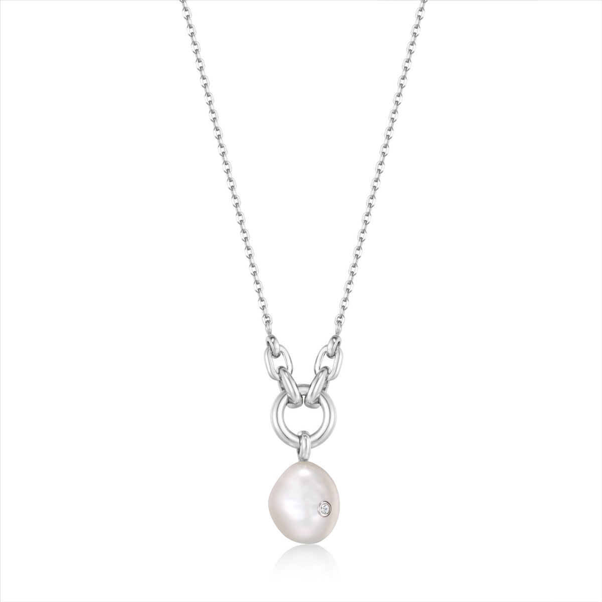 Ania Haie Silver Pearl Sparkle Pendant Necklace