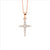 Ellani Rose Gold Plated Cross Pendant - Sterling Silver Cubic Zirconia