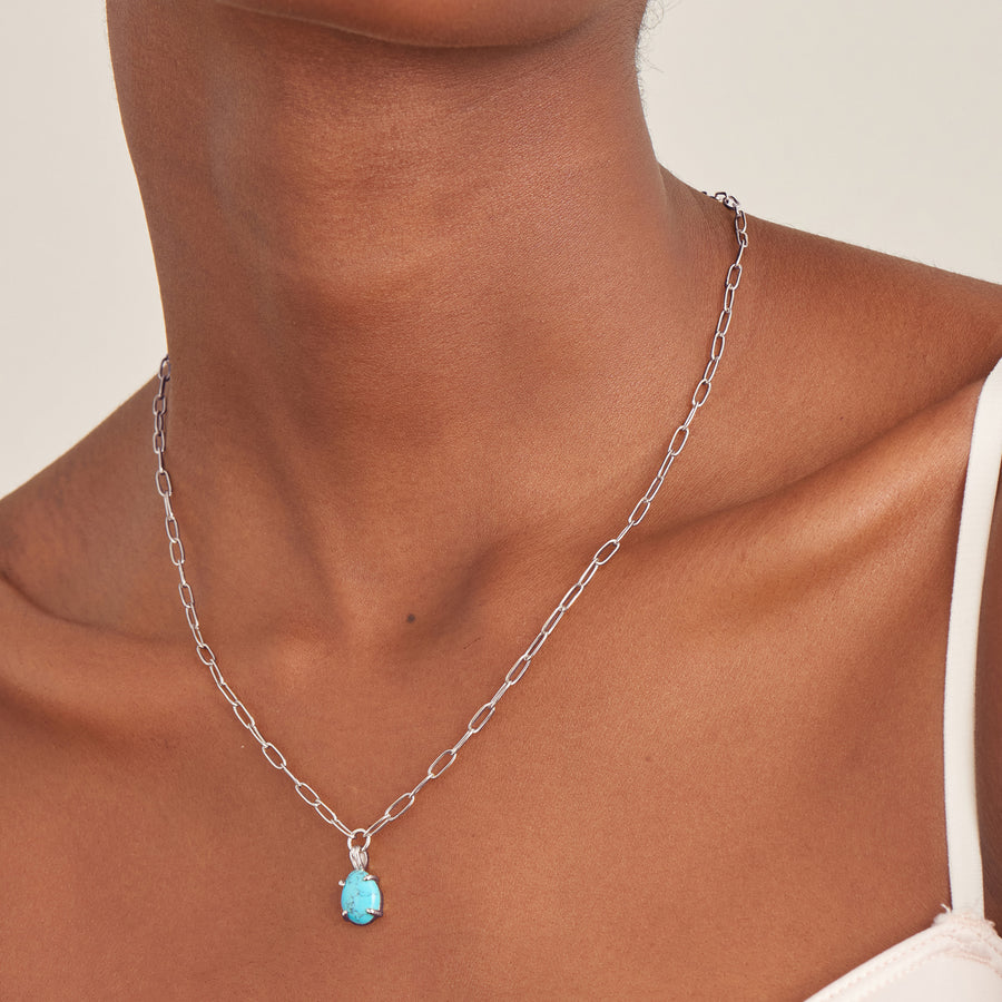 AniaHaie Silver Turquoise Chunky Chain Drop Pendant Necklace