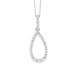 Ellani Sterling Silver Cubic Zirconia Open Drop Pendant with Freshwater Pearl and Chain