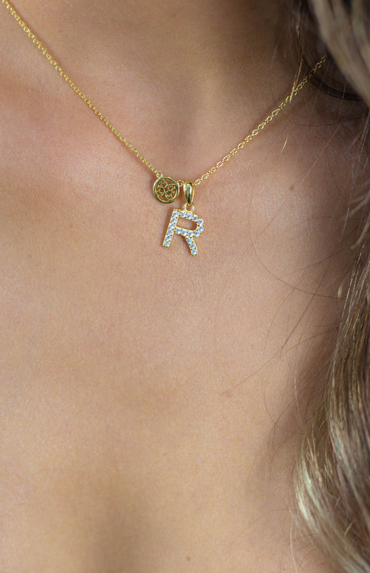 Georgini Luxury Letters R Initial Pendant Gold
