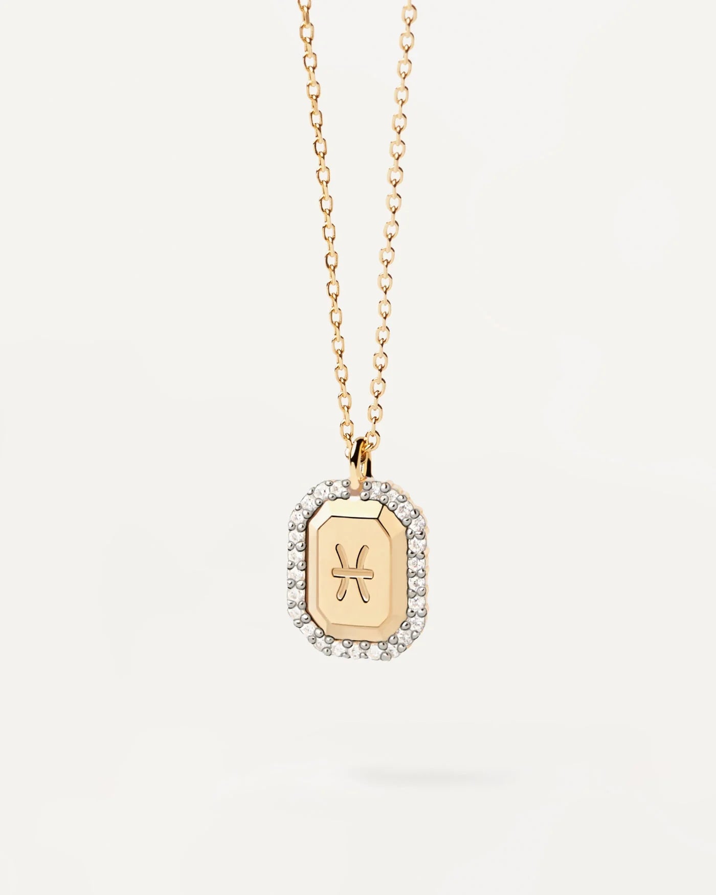 PDPAOLA Zodiac Necklace Engraved In Octagonal Pendant