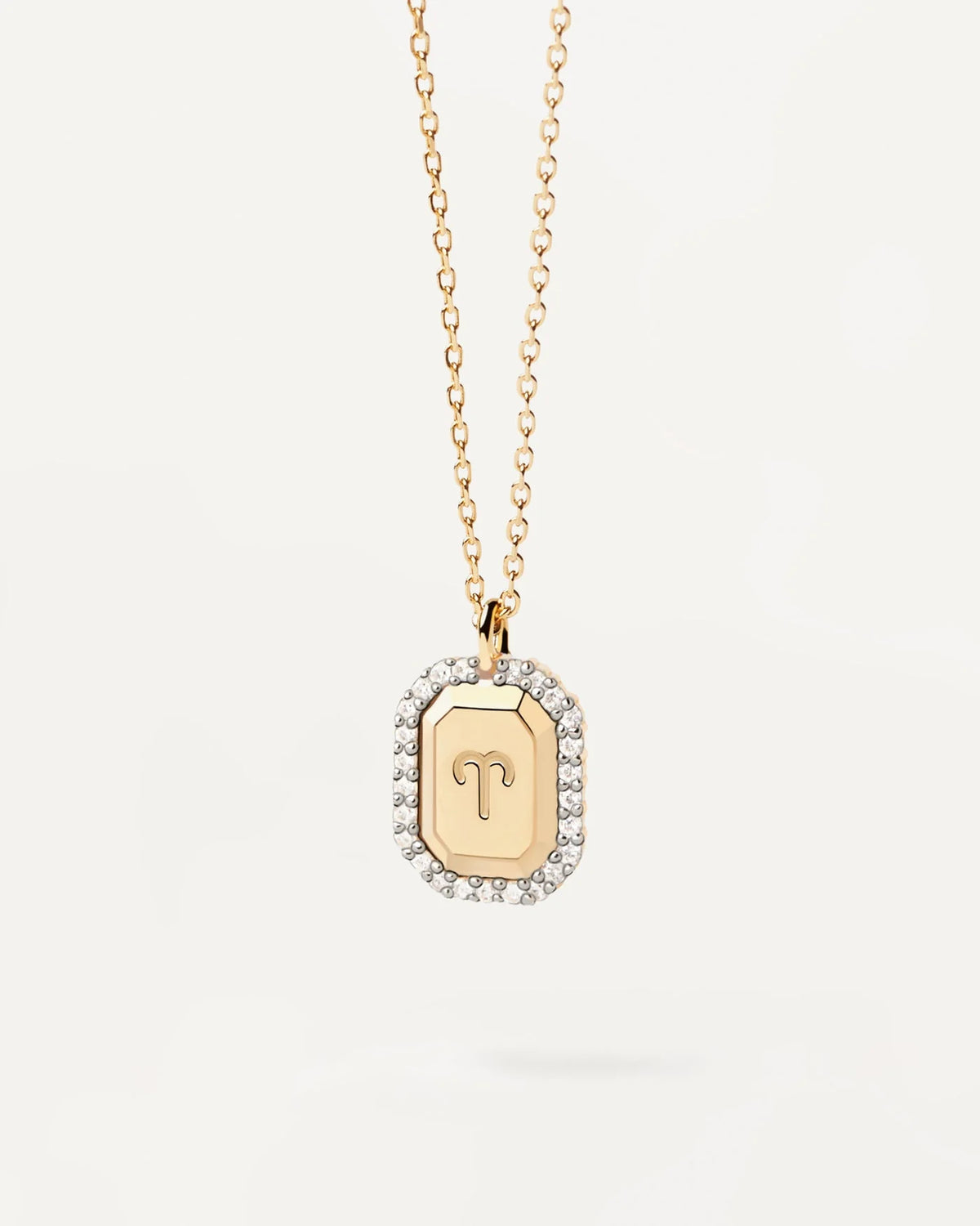 PDPAOLA Capricorn Necklace Engraved In Octagonal Pendant
