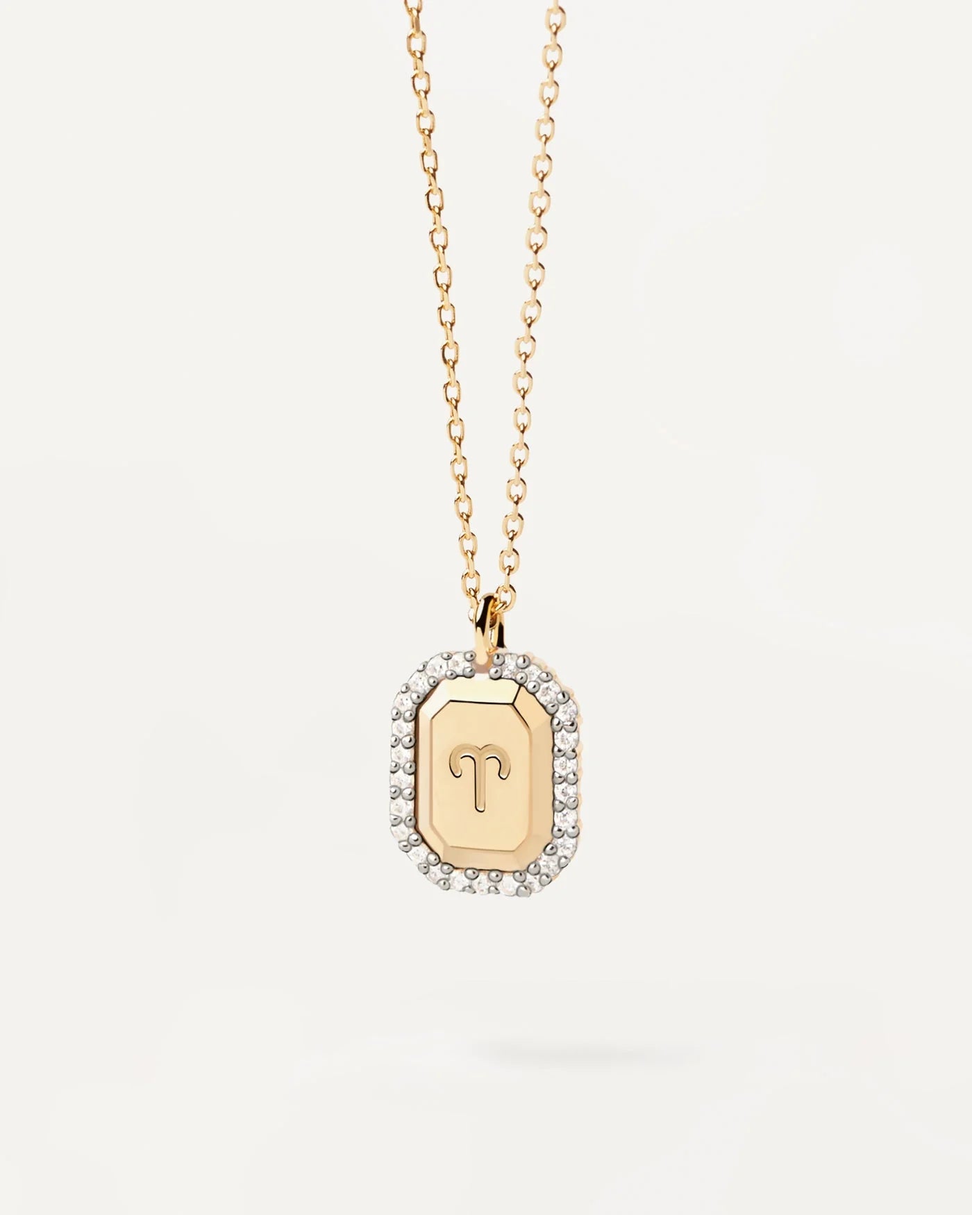 PDPAOLA Capricorn Necklace Engraved In Octagonal Pendant