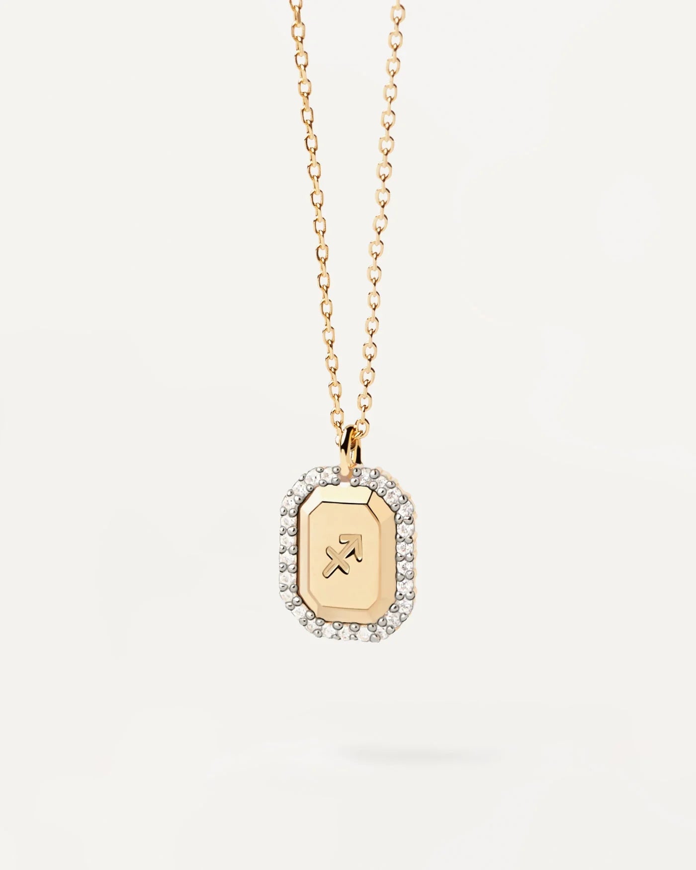 PDPAOLA Capricorn Necklace Engraved In Octagonal Pendant