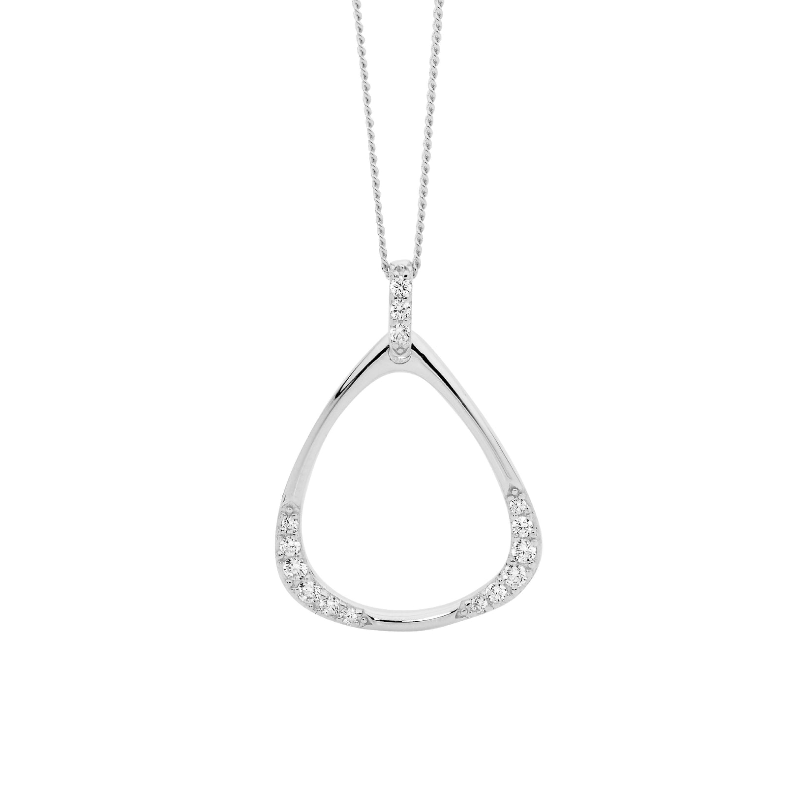 Cubic Zirconia Open Triangle Drop Pendant