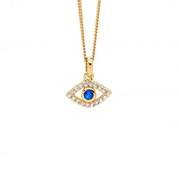 Ellani Blue Cubic Zirconia Evil Eye Bezel Set