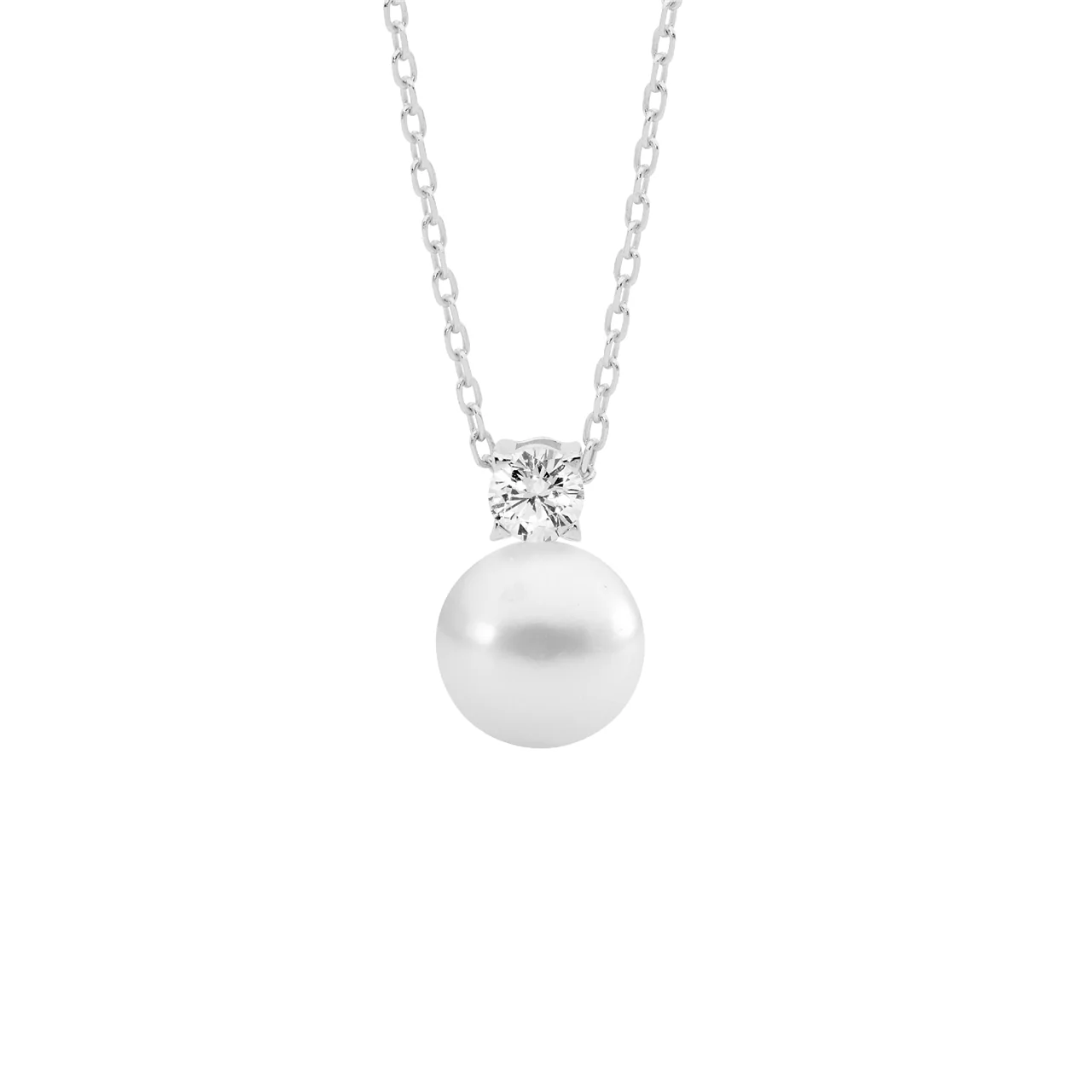 Ellani Freshwater Pearl with Claw Set Cubic Zirconia