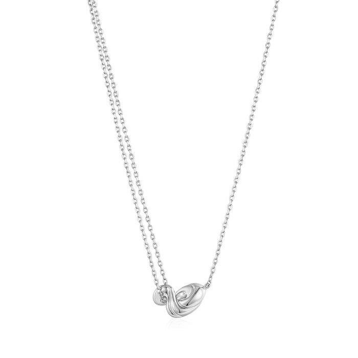 Silver Twisted Wave Mini Pendant Necklace
