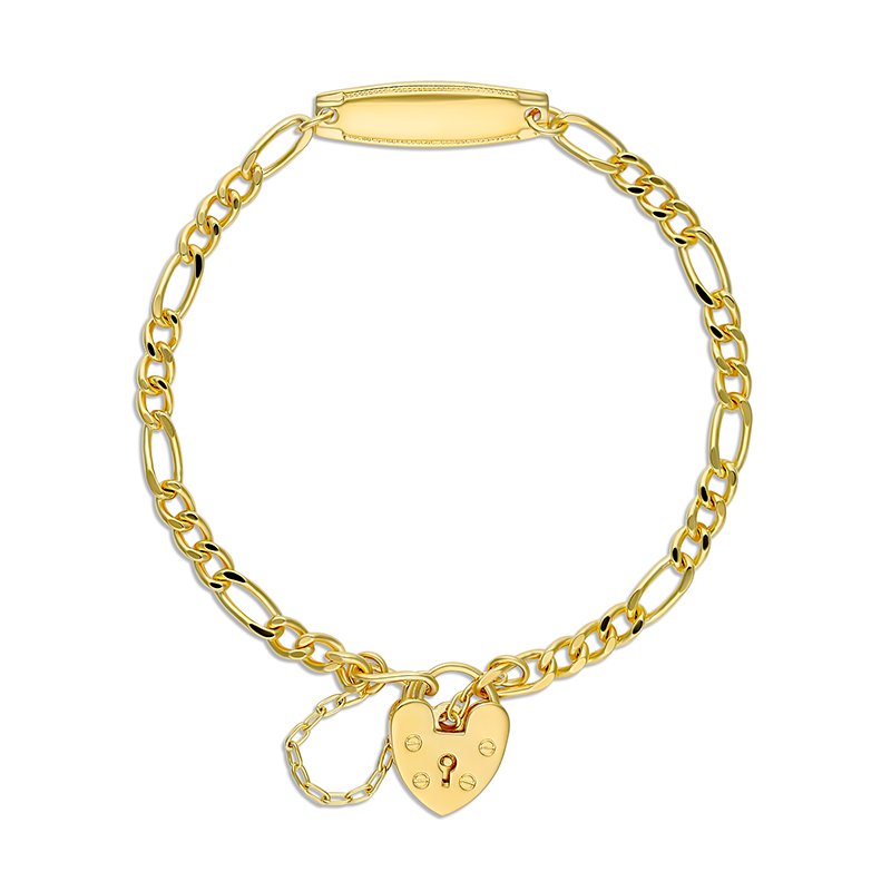 Brooklyn Figaro Bracelet 1+3 with ID Yellow Gold Plated