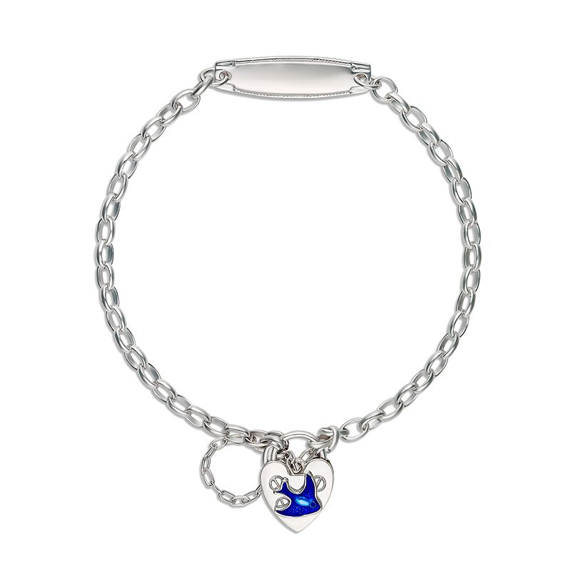 Brooklyn Bluebird Belcher Chain Bracelet with ID Silver