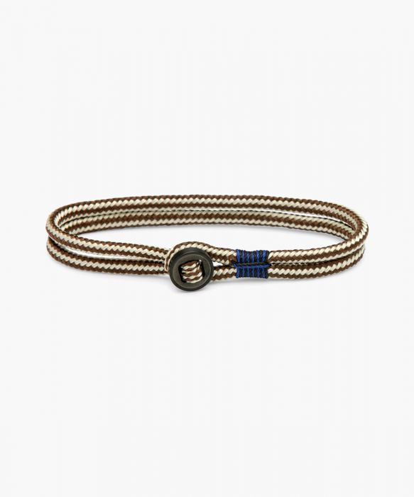 Pig & Hen 'Don Dino' Ivory and Brown Rope Bracelet with Black Shackle - Large