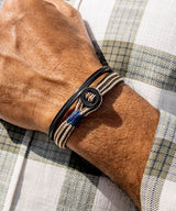 Pig & Hen 'Don Dino' Ivory and Brown Rope Bracelet with Black Shackle - Large