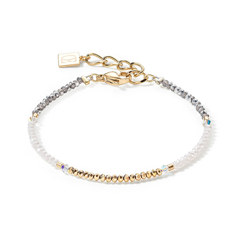Coeur De Lion Small Crystal Gold, White & Grey Bracelet