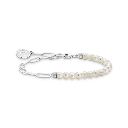 Thomas Sabo Charmista Bracelet With Pearls And Chain Links Silver 17cm