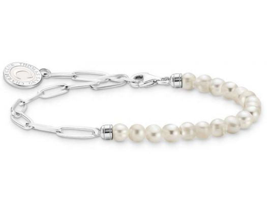 Thomas Sabo Charmista Bracelet With Pearls And Chain Links Silver 15cm