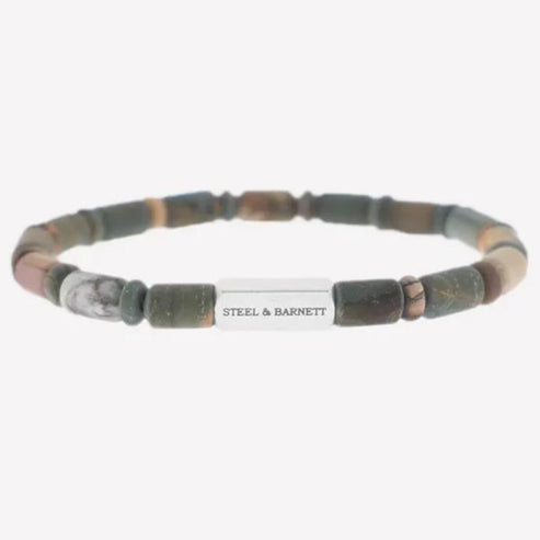 Colourful Cal - Matte Pine -Stone Stretch Bead Bracelet