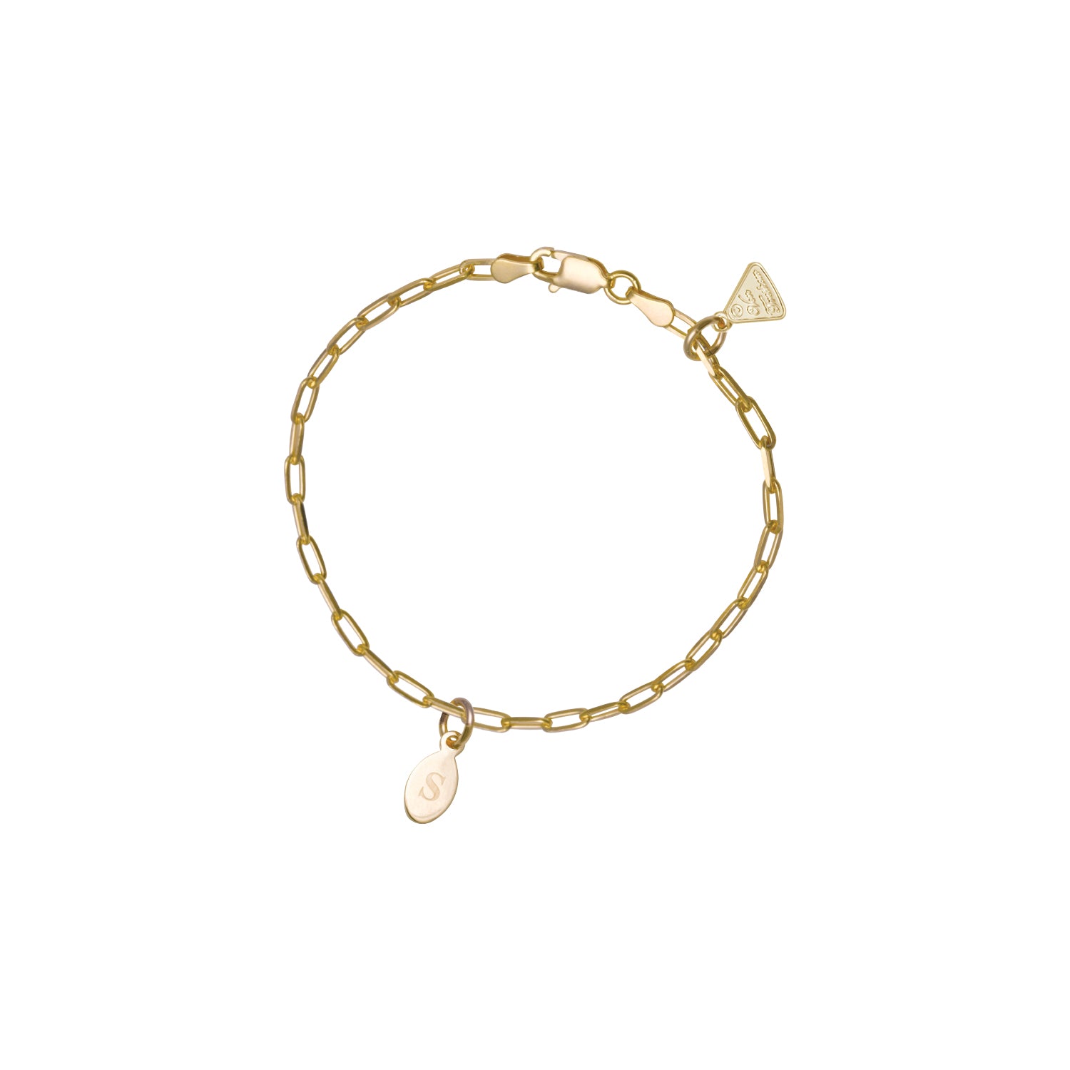 Fine Clip Chain Bracelet With Oval Initial Charm