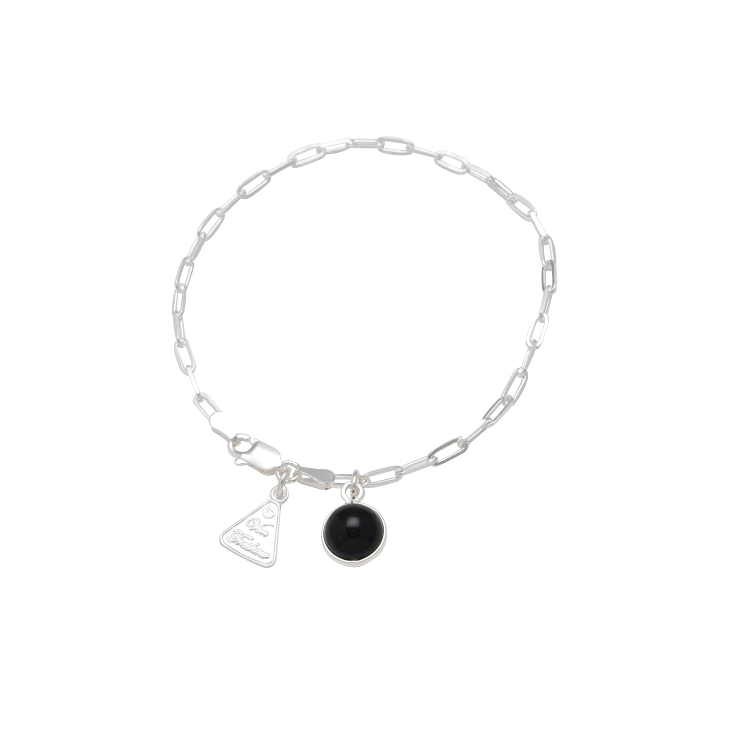 Fine Clip Chain Bracelet With Black Onyx