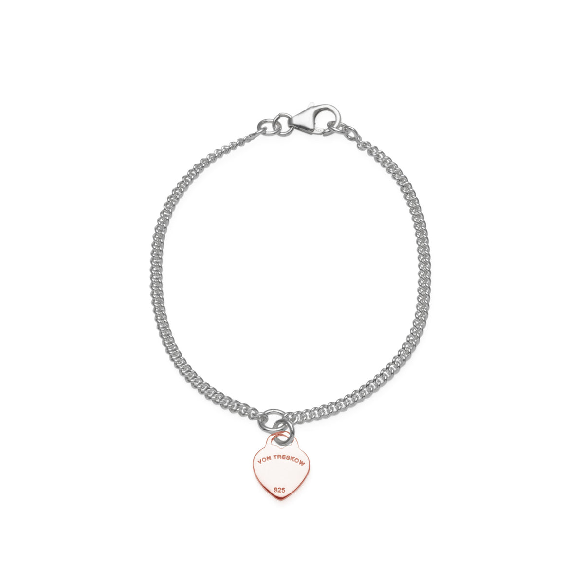 Curb Bracelet With Vt Flat Heart