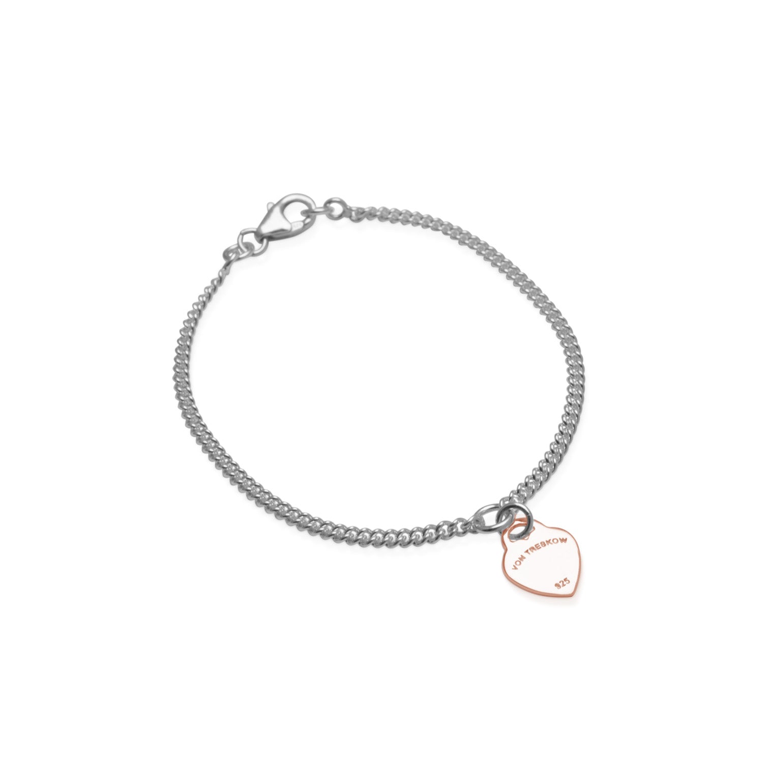 Curb Bracelet With Vt Flat Heart