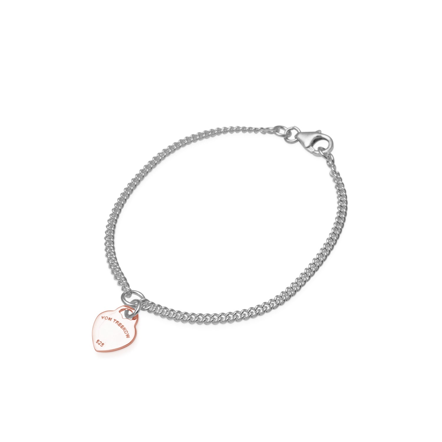 Curb Bracelet With Vt Flat Heart