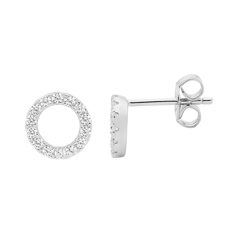 Ellani Sterling Silver 8mm Open Circle Earrings