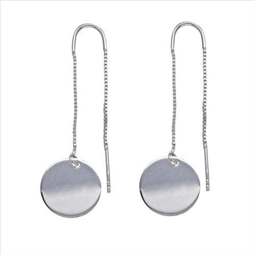 Thread Earrings with 15mm disc. Italian made in Sterling Silver.