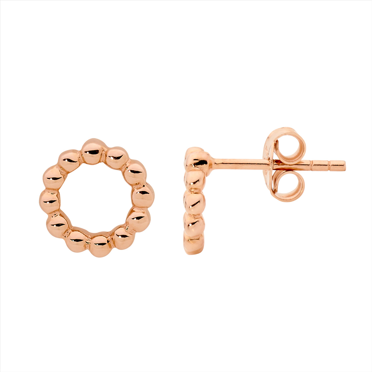 9mm Open Circle Bubble Stud Earrings in Rose Gold