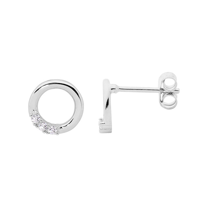 Ellani Sterling Silver Cubic Zirconia Stud Earrings