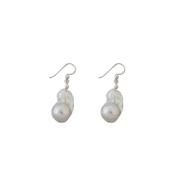 Von Treskow Sterling Silver Earrings with Large Genuine Baroque Pearls