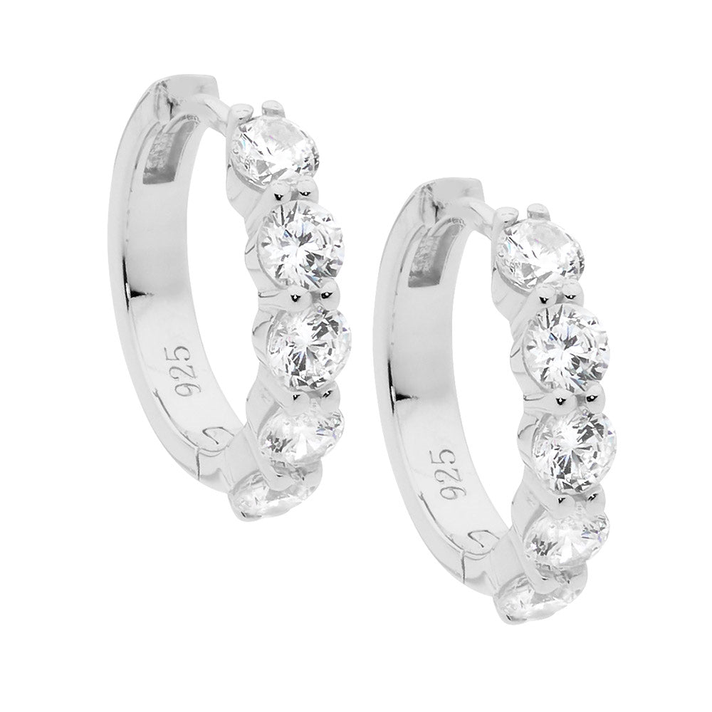 Ellani Sterling Silver Cubic Zirconia Hoop Earrings