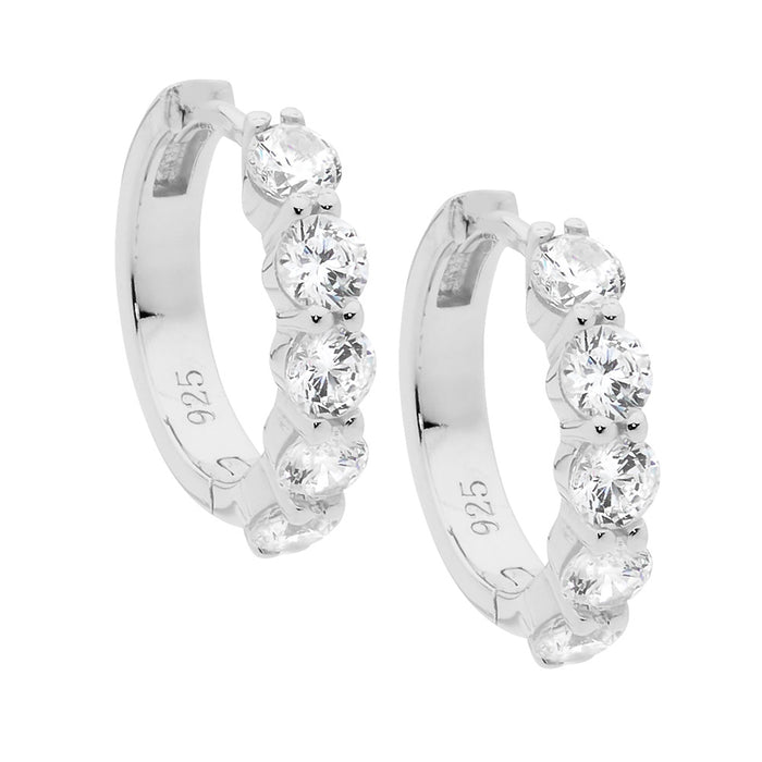 Ellani Sterling Silver Cubic Zirconia Hoop Earrings
