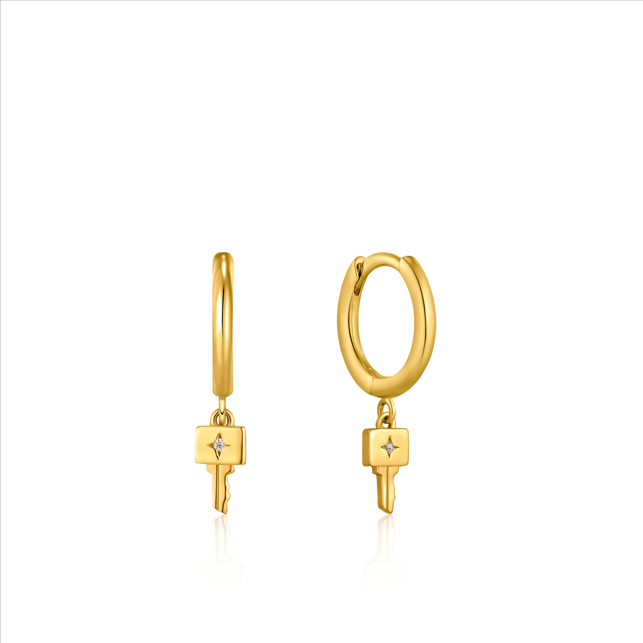 Ania Haie Gold Key Huggie Hoop Earrings. Design: E032-04H