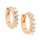 Ellani Rose Gold Plated Tapered Baguette 13mm Hoop Earrings