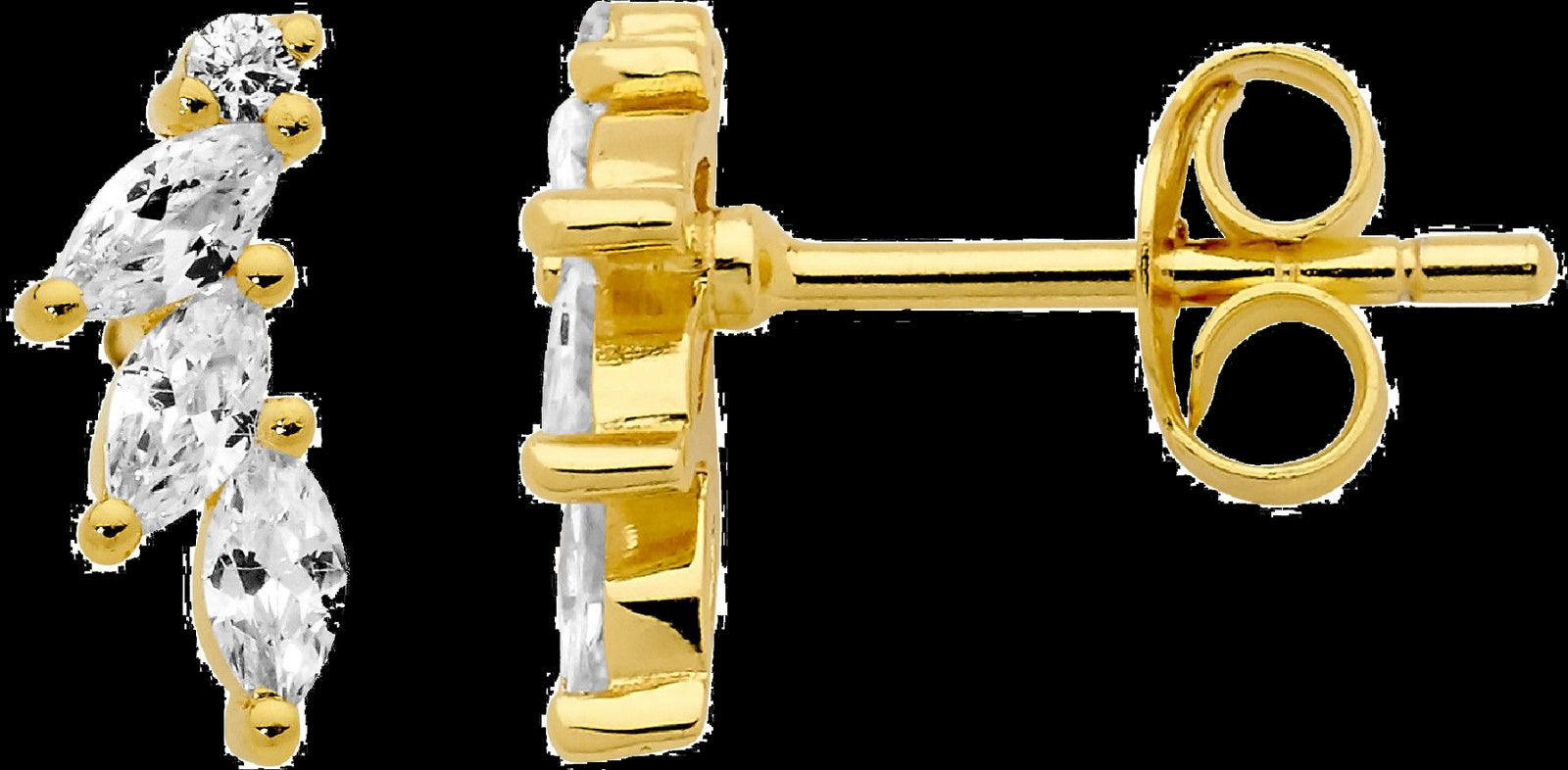 Ellani Rose Gold Plated Marquise & Round Stud Earrings