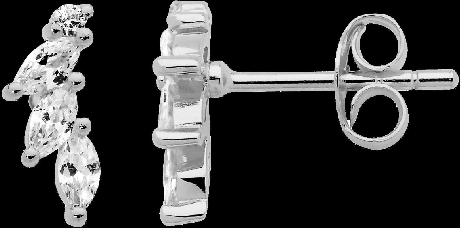 Ellani Rose Gold Plated Marquise & Round Stud Earrings