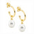 Ellani Yellow Gold Plated 13mm Hoop Earrings with Freshwater Pearl Drop