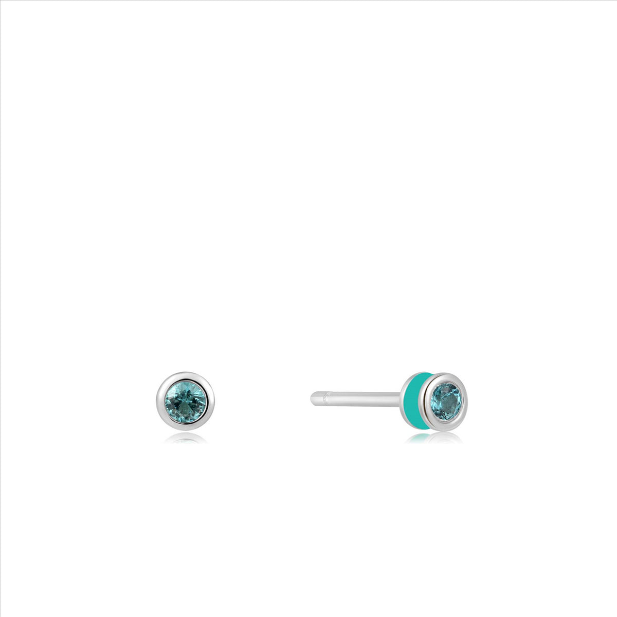 Ania Haie Teal Enamel Silver Stud Earrings