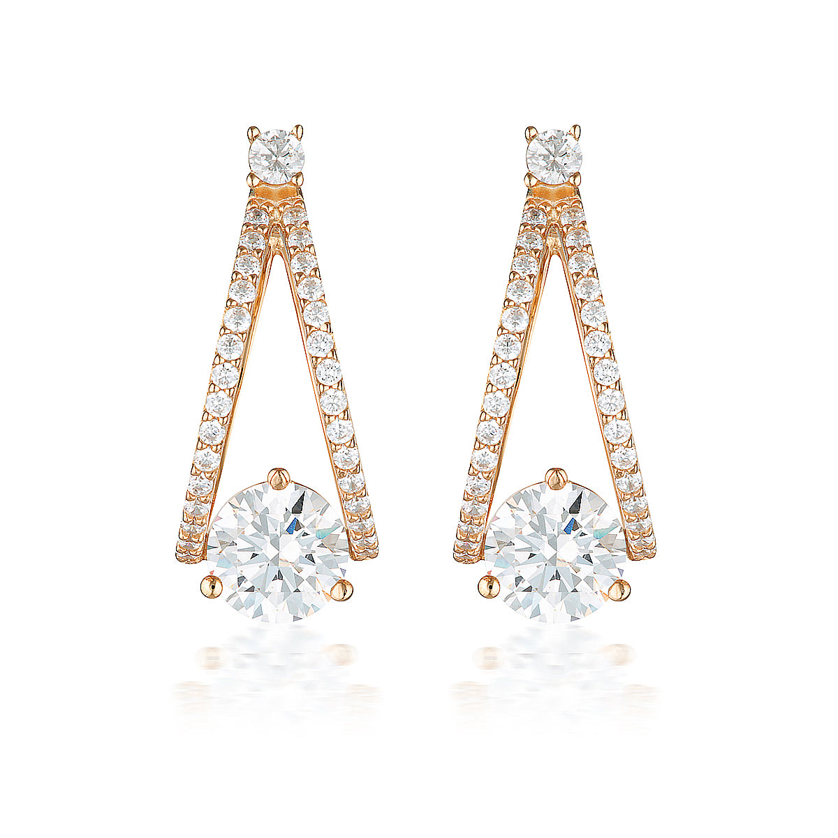 Georgini Red Carpet Champagne Earrings Rose Gold