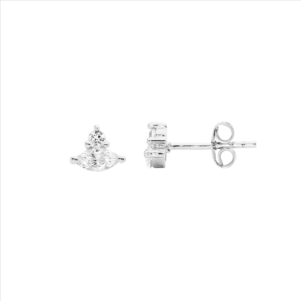 Ellani Cubic Zirconia Marquise Cut Stud Earrings in Silver