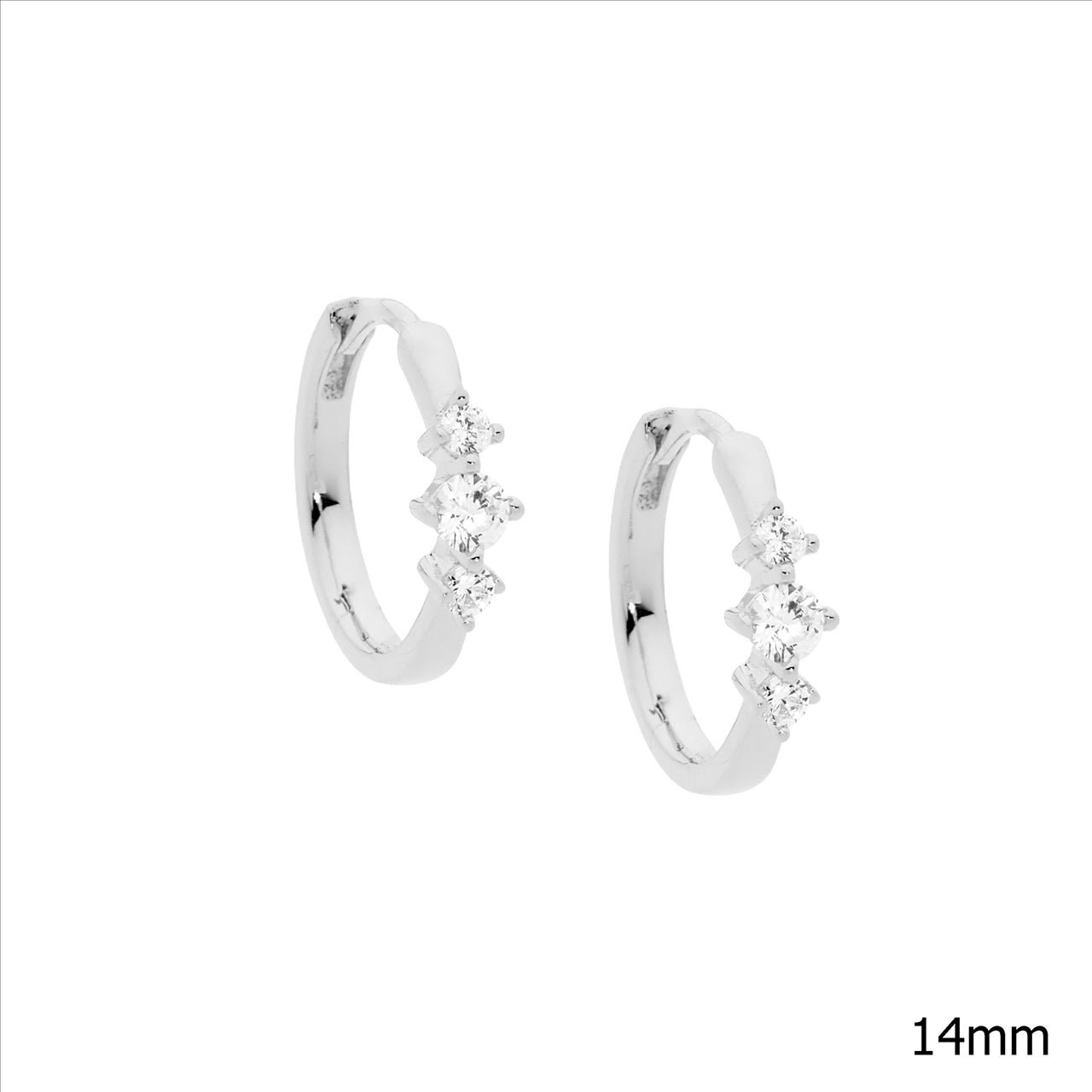 Sterling Silver Hoop Earrings w/ Cubic Zirconia