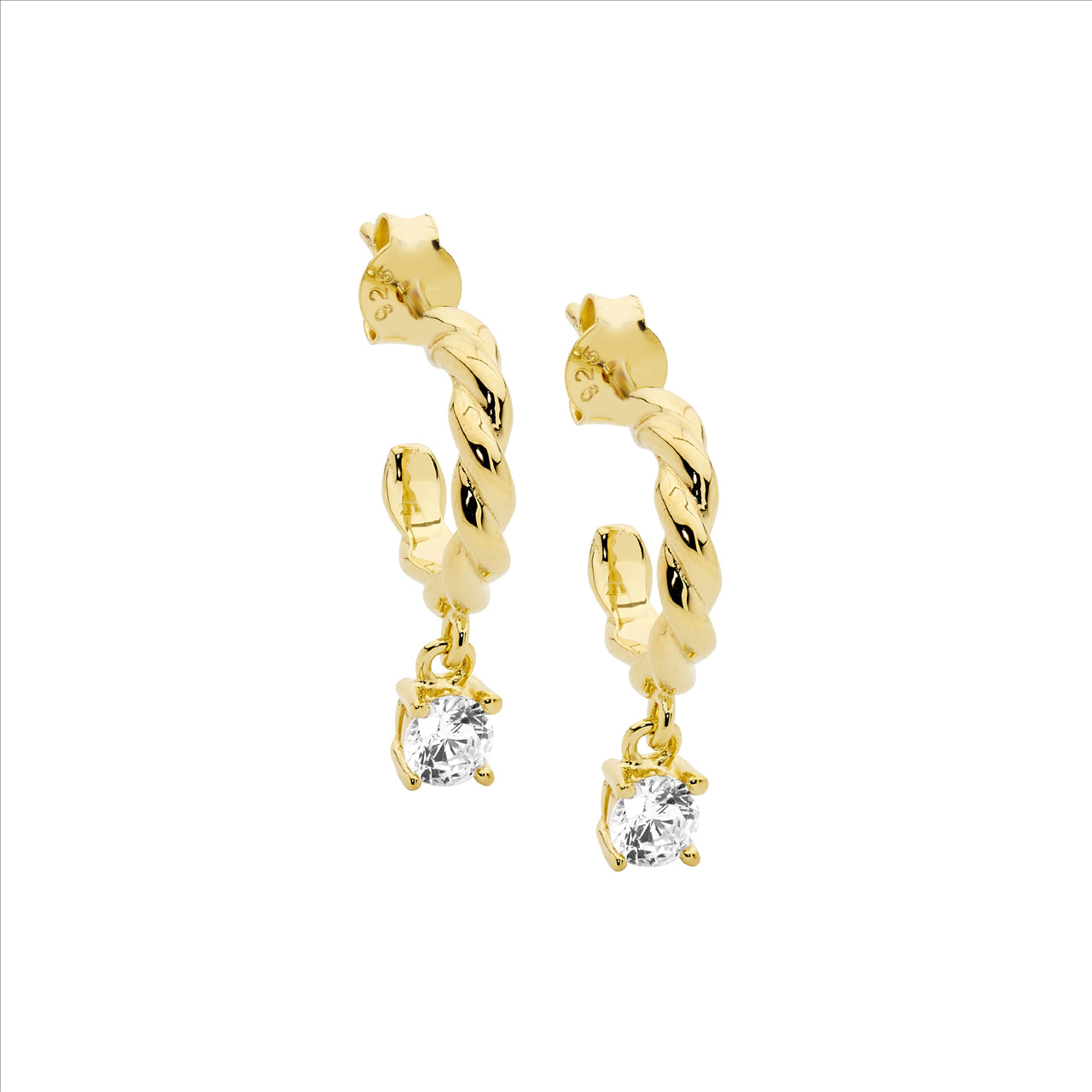 Ellani Hoop Earrings with Cubic Zirconia Drop